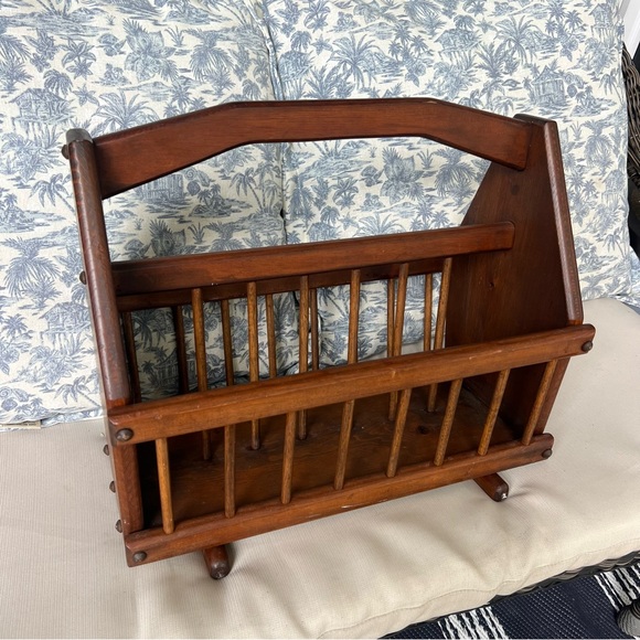 Vintage | Accents | Vintage Solid Wood Magazine Rack Real Wood ...